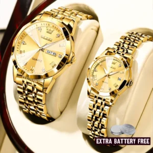 OLEVS Couple Watches Matching Golden Color