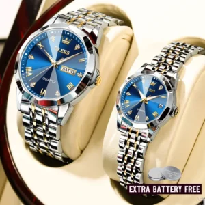 OLEVS Couple Watches Matching Blue Color