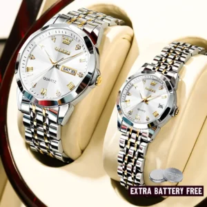 OLEVS Couple Watches Matching White Color