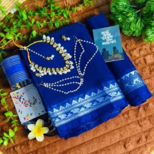 প্রিমিয়াম আড়ং কটন শাড়ি, কুন্দন জুয়েলারি ও চুড়ি ফুল কম্বো সেট